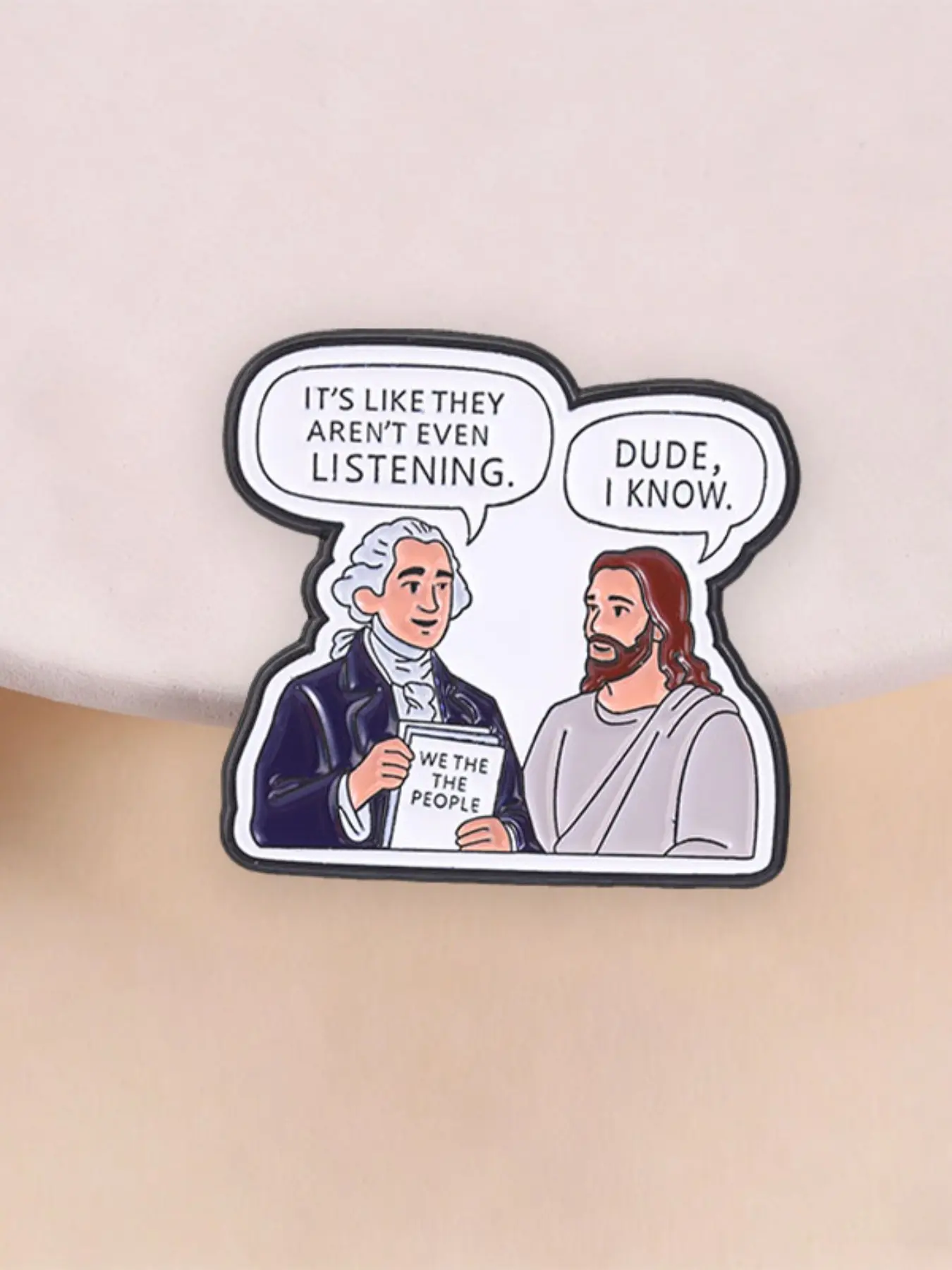 "we the People" Funny Jesus & Founding Father Enamel Pin, Unique Gift Idea, Perfect for Collectors, Durable Design, Eye-Catching Accessory, Lapel Pins