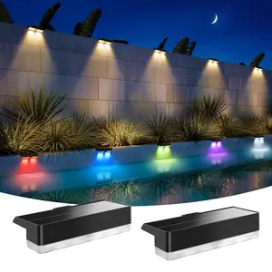 Solar Fence Lights Outdoor, Solar Pool Lights Waterproof IP68 Solares Swimming Light 9 Fixed Colors & Color Changing Deck Light for Pond Step Stair Wall Patio Yard Backyard Garden Railing Decor