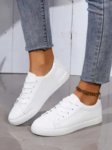 Women's Classic Low Top Lace-Up Sneakers, Breathable Anti-Slip Casual Shoes for Daily Commute, Summer Fashion Boardwalks, Walking Shoes