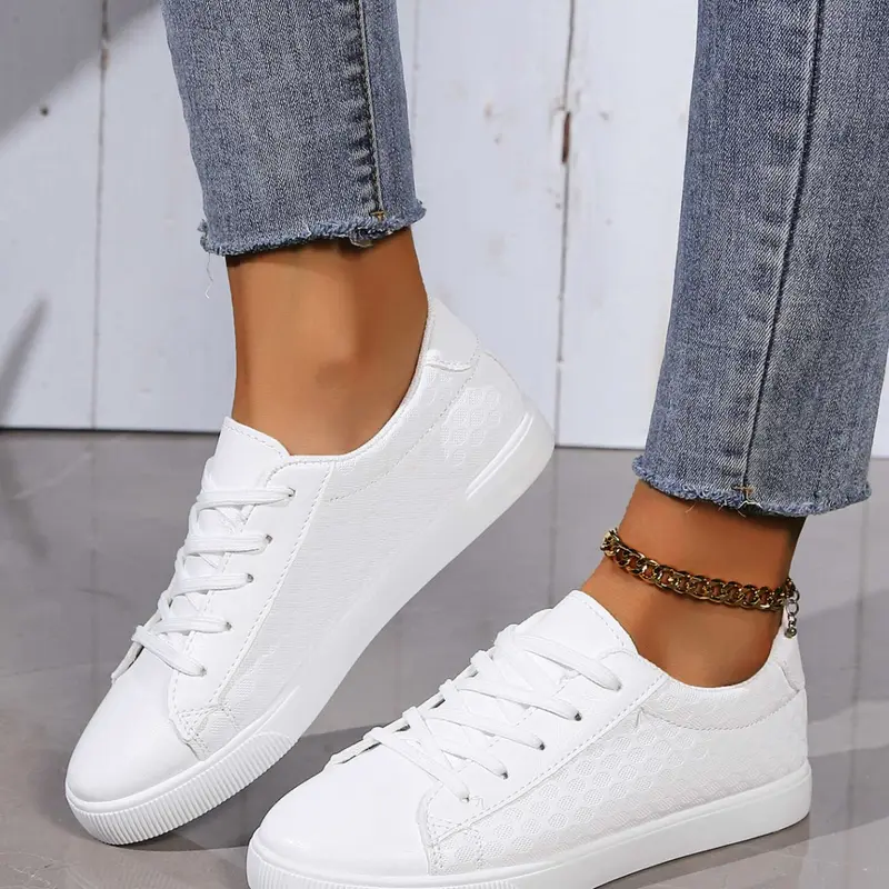 Women's Classic Low Top Lace-Up Sneakers, Breathable Anti-Slip Casual Shoes for Daily Commute, Summer Fashion Boardwalks, Walking Shoes, Casual Wear Trainers