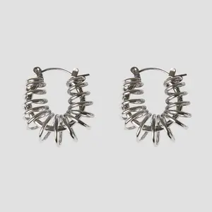 Silver Barbed Wire Hoop Earrings
