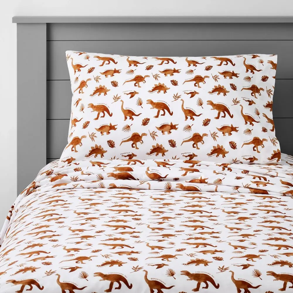 Dinosaur Cotton Sheet Set Watercolor - Pillowfort