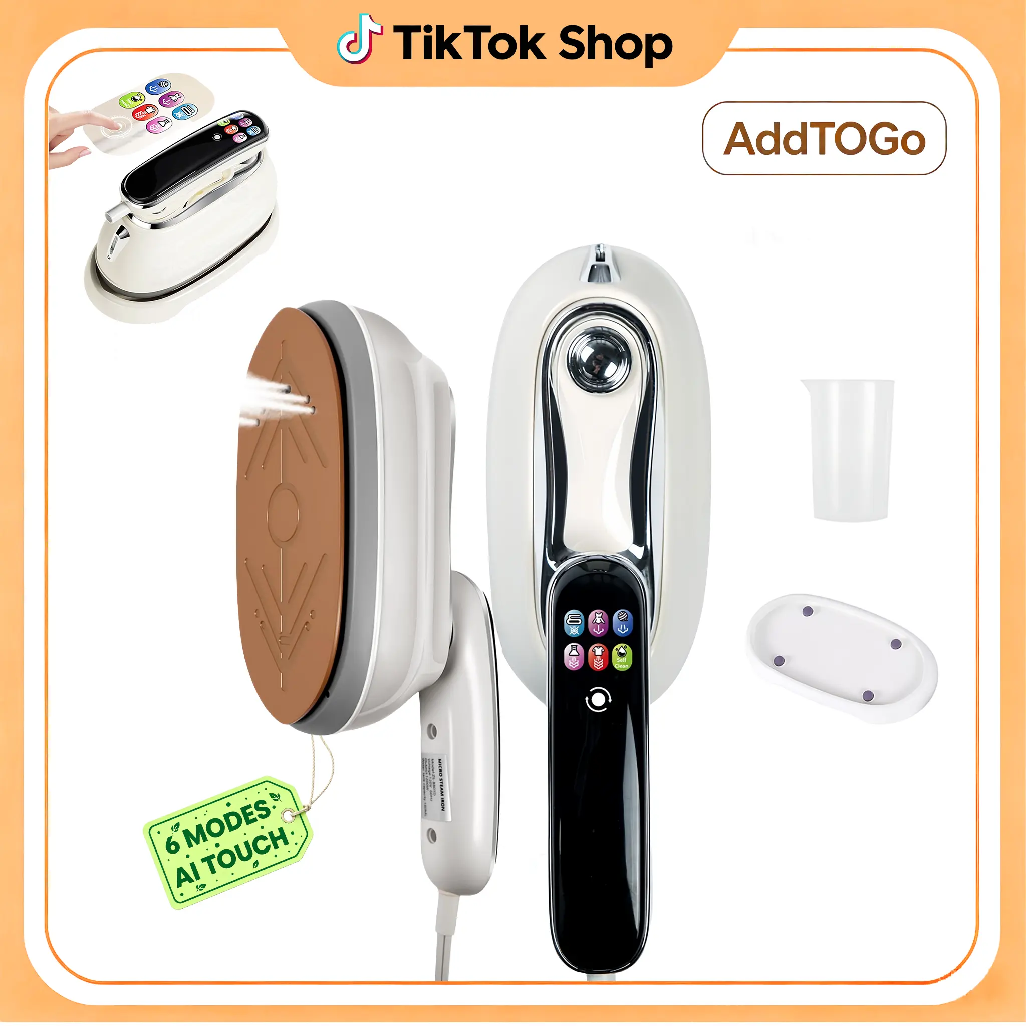 2026 New Series Clothes Steamer, 2-In-1 Handheld Smart Steamer, 120V Universal Portable Garment Steamer, 20s Fast Wrinkle Removal, 1200W Powerful Steam, 6 Modes AI Touch & Self-Clean, Lightweight Large Tank, Perfect for Travel & Home