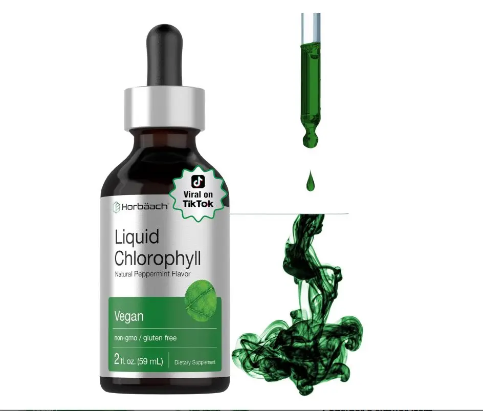 Horbäach Liquid Chlorophyll Drops | 2 fl oz | Natural Peppermint Flavor | Vegan, Non-GMO & Gluten Free Formula