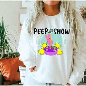 PEEP Show Unisex Sweatshirt Tops Men's Women's Casual Long Sleeve Tee Cozy Hoodie Cute Fabric Womenswear Oversized Cotton Comfort
