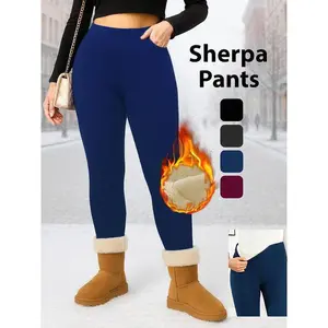 Thermal Warm Fleece Lined Women's Leggings High Waisted Yoga Pants with Pockets for Cold Weather Sherpa Pants for Women High Waist Yoga Pants with Pockets contour  leggings noseam  leggings jeggings High Waist Fleece Thermal Leggings Plus Size High Waist