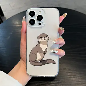 A cute little otter pattern phone case, TPU shockproof full protection case, suitable for iPhone 17/16/15/14/13/12/11 PRO MAX PLUS AIR E XS and PROMAX XR, an ideal gift for friends and family, ZB406