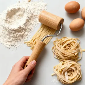 Durable Wooden Rolling Pin, 7-Shape Kitchen Tool, Easy Dough Rolling and Shaping, Suitable for Home Bakers, Pizza, Pie, Cookies, Dumplings, Noodles
