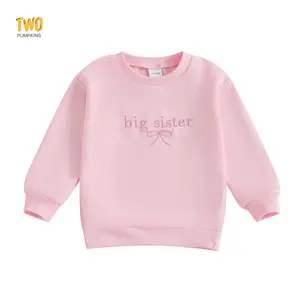 Sister Matching Outfit Newborn Baby Girl Long Sleeve Soft Cotton Romper Toddler Girl Pullover Sweatshirt Top For Fall Winter
