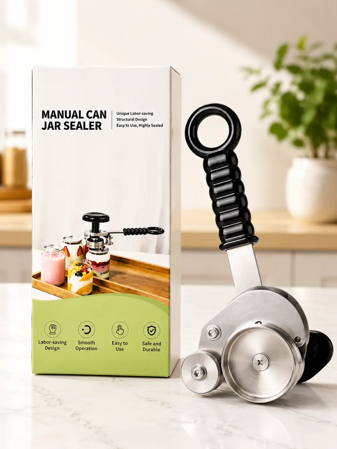 Manual Can Sealing Machine Pro - Leak-Proof Portable Stainless Steel Kitchen Preserving Tool for 55mm Standard Aluminum Pull-Tab & PET Plastic Cans, DIY Enthusiasts' Home Beverage Sealer That Seals Cans