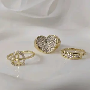 Varietyof  Rings with Heart Design - Laminated High-Quality Jewelry in Multiple Sizes Available