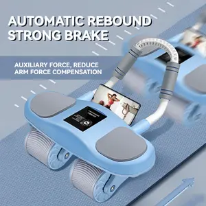 2025 New Ab Roller with Smart Screen, Automatic Rebound Ab Wheel with Elbow Support, Suitable for Both Beginners and Professionals, Core Strengthening Abdominal Exercise Equipment for Women and Men, Easy to Use Outdoorfun