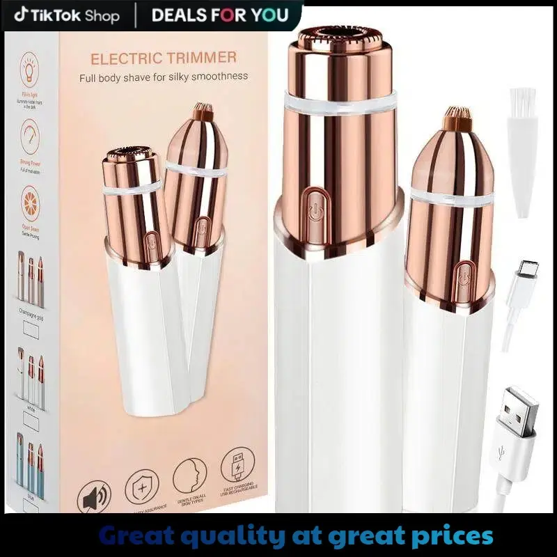Facial & Eyebrow 2 in 1 Rechargeable Hair Remover for Women ,For Face Eyebrows Peach Fuzz Lips Trimmer with Light,Painless Electric Hair Removal