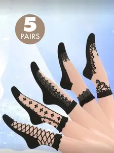 5 Pairs Cool Glass Fiber Breathable Ankle Socks, Moisture Wicking, Comfortable and Lightweight, Perfect for Daily Wear