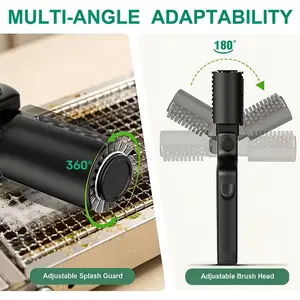 Electric BBQ Brush (Cordless, Rechargeable, Adjustable Angle), BBQ Accessories, Grilling Tools, Wire Brush for Cleaning Grills, Rust, Dirt, Paint Removal, Welding