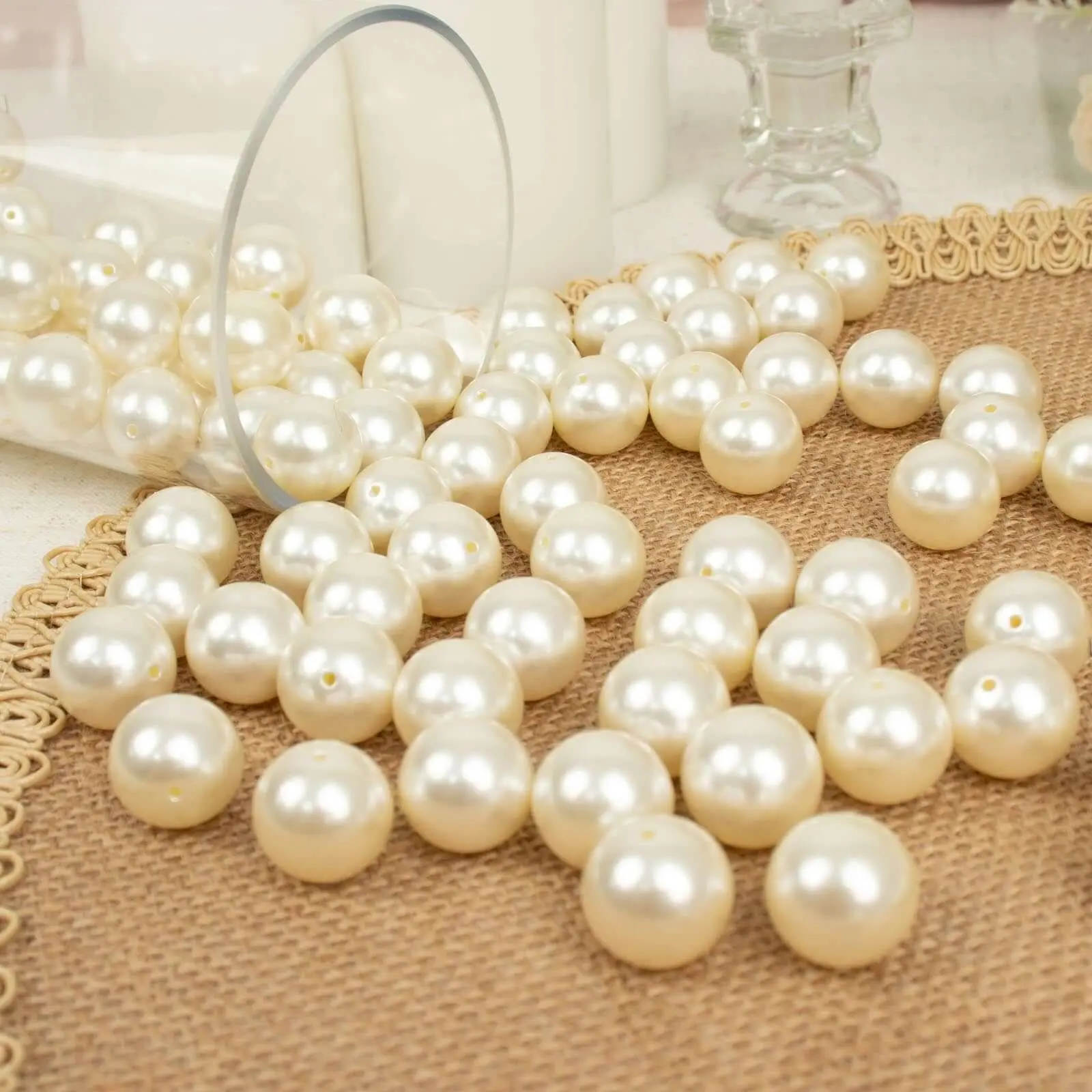 120-Pack Faux Craft Pearl Beads Ivory - Glossy Beads with Holes for Vase Filler Jewelry Making Bridal Accessories & Event Decor 20mm, Diy Beads, Beads For Crafts