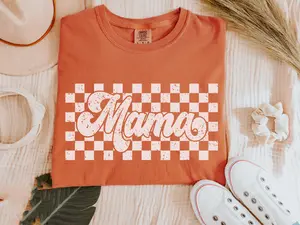 Checkered Mama Shirt, Retro Mama Tshirt Mother’s Day Gift, Motherhood Shirt, Mom Sweatshirt, Mom Gift, Mom Life Shirt, Comfort Colors Shirt