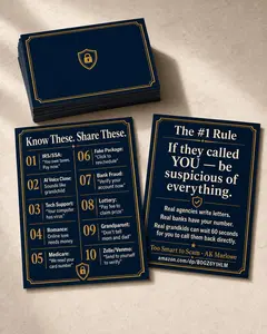 Senior Hang Up Script Card - Exactly What To Say To Phone Scammers - Elder Fraud Protection Reference Card