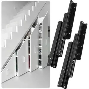 Undermount Drawer Slides, 16 Inch Bottom Mounted Full Extension Hidden Drawer Slides, 260lb Ball Bearing Rails Track for Stairs, Wine Cabinets, Closets and Wardrobe