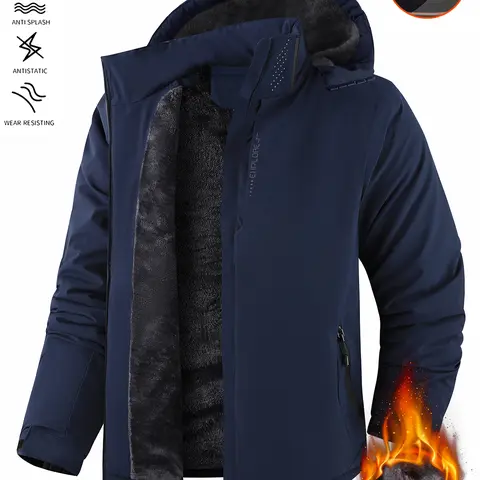 Men's Winter Premium Athletic Ski Jacket - Thermal Lined, Waterproof, Windproof, Hooded, Thick Outerwear with Outdoor-Sport Fit for Ski Outfit, Snowboarding, Climbing