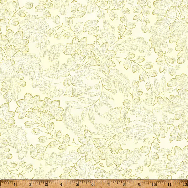 Fabric Hoffman Cream/Gold Crown & Vine Metallic by the Quarter Yard Y7818-33G