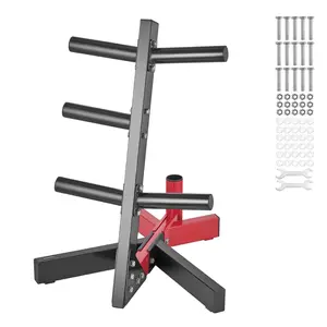 【Summervibes】VEVOR Weight Plate Rack, L Frame Weight Plate Tree for 2-Inch Weight Plates, Standard Weight Plate Tree, 500 lbs Load Capacity Weight Storage Holder, Home Gym Barbell Rack Storage Stand, Black & Red