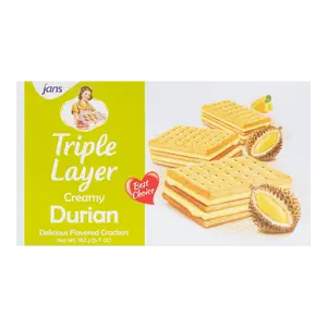 JANS Indonesian Durian Sandwich Cookies, 3-Layer Cream Filled Biscuits, 5.7oz Snack Pack JANS Indonesian Durian Sandwich Cookies, 3-Layer Cream Filled Biscuits, 5.7oz Snack Pack