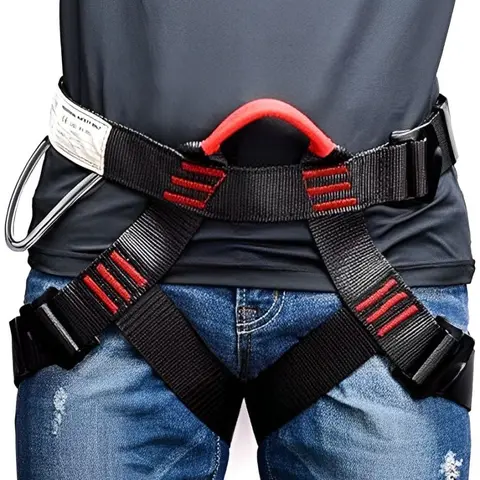 Unisex Polyester Half-Body Safety Harness with Safe Seat Belt Design - High Tensile Strength, Low Friction Coefficient, Quick On/Off for Outdoor Rock Climbing, Rappelling Training