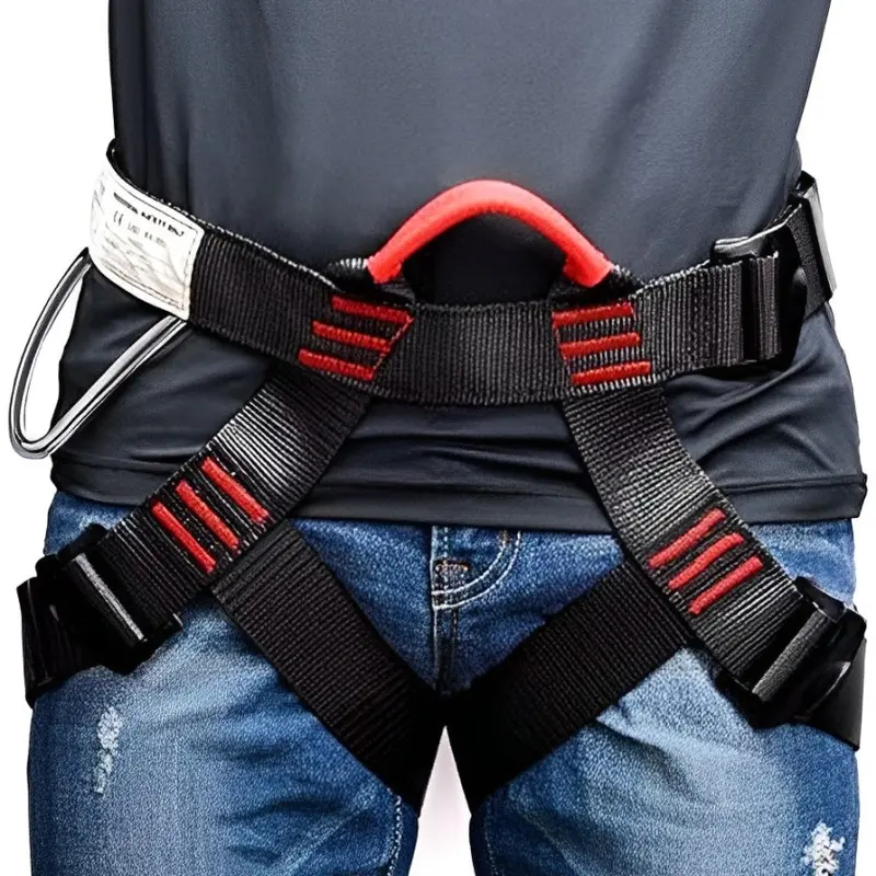 Unisex Polyester Half-Body Safety Harness with Safe Seat Belt Design - High Tensile Strength, Low Friction Coefficient, Quick On/Off for Outdoor Rock Climbing, Rappelling Training