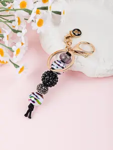 New Original Beaded Keychain, Colorful Rainbow Bead Pendant, Metal Key Ring, Cute Bag Charm, Handmade DIY Rhinestone Accessory, Keychain for Bags