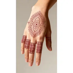 3 Sheets Henna Soul Red Lace & Mandala Temporary Tattoo Set Intricate Cultural Art for Festivals Beach Yoga for Women and Girls