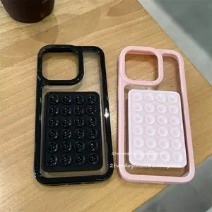 3D Suction Cup Airbag Phone Case For iPhone 17 16 15 14 13 12 11 Pro Max XR X XS 7 8 Plus Clear Candy Shockproof Bumper Cover
