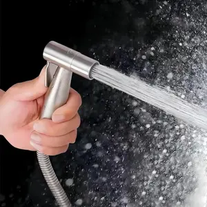 Stainless Steel Handheld Bidet Sprayer, Toilet Bidet Attachment, Portable Bathroom Outdoor Cleaning Booster Flushing Device, Bathroom Seat Toilet Spray Gun