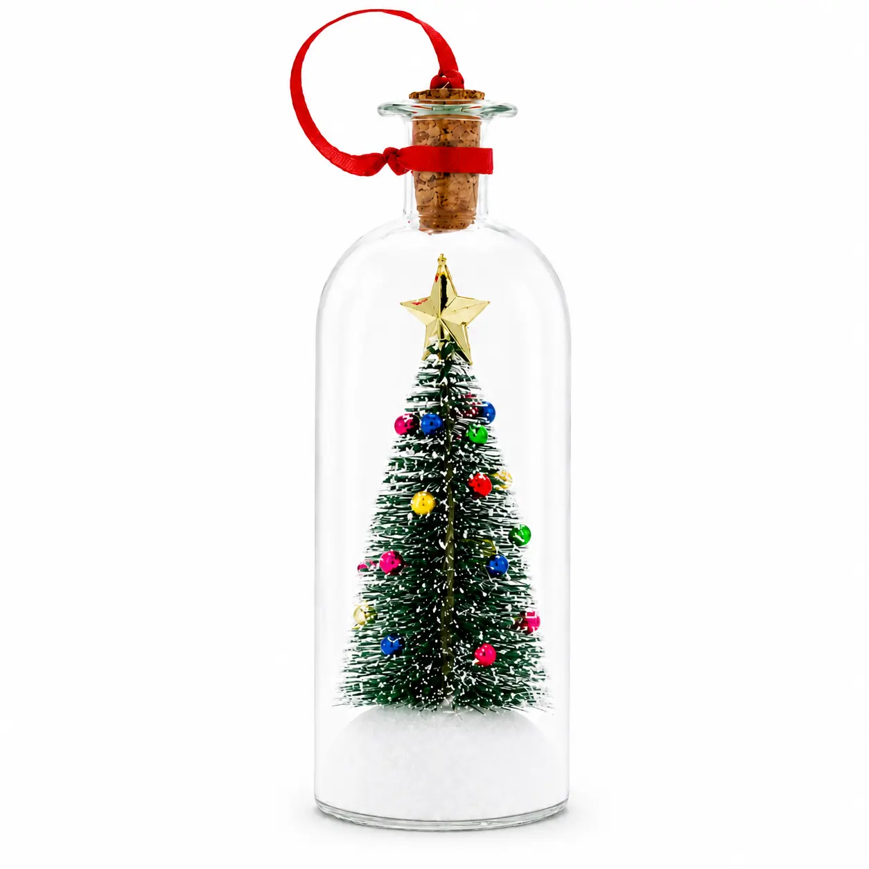 Recordable Message in a Bottle Christmas Tree – Personalized Voice Glass Ornament with Snow Scene – Heartfelt Christmas Gift for Mom, Kids, Friends or Lovers,Powered by three AAA batteries(Battery not included)