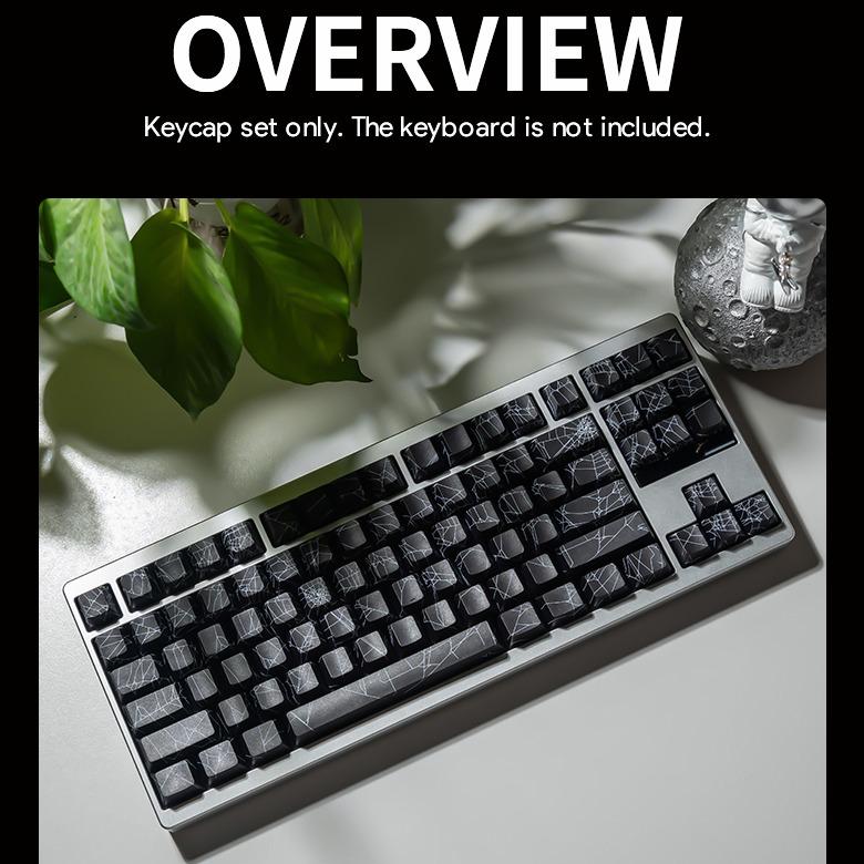 [Keycaps Only] 126-Key Spider Web Lighting Keycaps for Mechanical Keyboard, Cherry Profile Durable PBT+PC Material Side-Printed Characters Premium Magnetic Keyboard Mechanical Keyboard Accessories for Custom Gaming Keyboards and PC Gaming Room Decor
