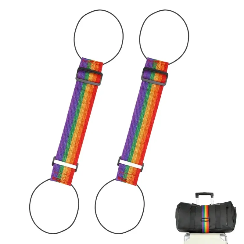 2-piece set Multi Use Strong Adjustable Luggage Connector Straps For Suitcases Rainbow Travel Straps Secure Organize Anti Theft Straps