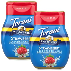 Torani Sugar Free Peach Liquid Drink Enhancer, Water Flavoring 2-Pack, 1.62 Oz Ea