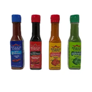Mexico Lindo Hot Sauce Negra Chiltepín, Habanero Rojo, Habanero Verde & 7 Mares 4 Varieties 5 fl oz Each Spicy Delight