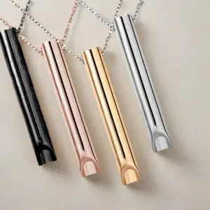 Calm Harmony Necklace Stainless Steel Mindful Whistle Necklace for Anxiety Relief in Gold Black Rose Gold Silver