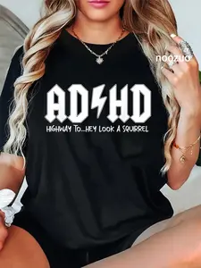 100% Cotton Unisex AD HD Highway To Hey Look A Squirrel T-Shirt Casual Graphic Printed Tee