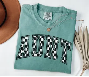 Comfort Colors Checkered Aunt Shirt Gift for Aunt, Retro Aunt Tee, Mother's Day Gift, Vintage Checkered Auntie Tshirt, Gift for New Aunt
