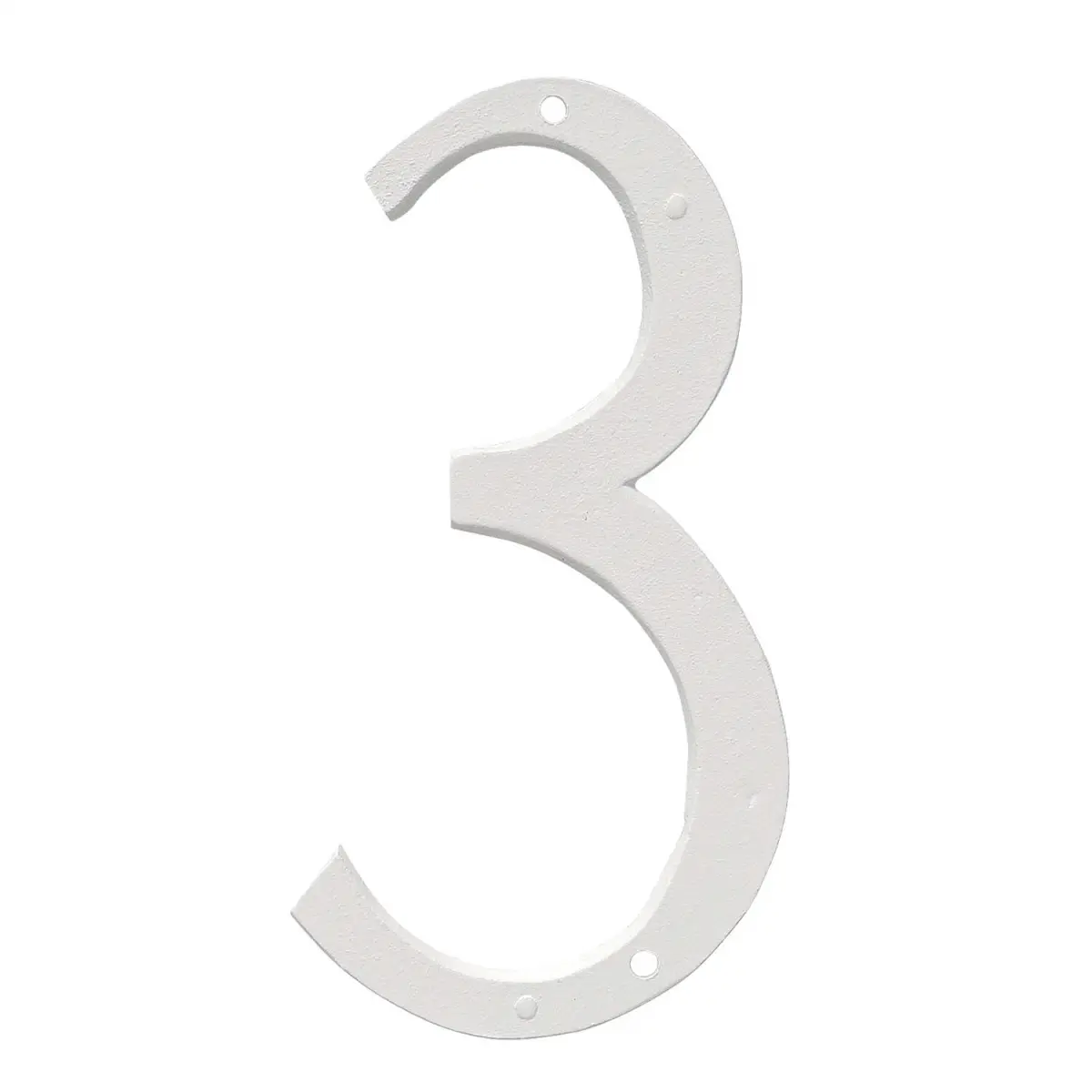 8 in. Standard Metal Wall Mount House Number Sign - Number 3, White