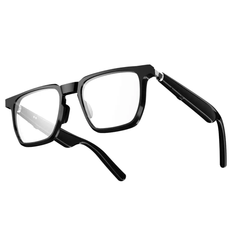 Smart Clear Lens Bluetooth Glasses with HD Calling, Music Playback, AI Translation, Open-Ear Audio, Black and Clear