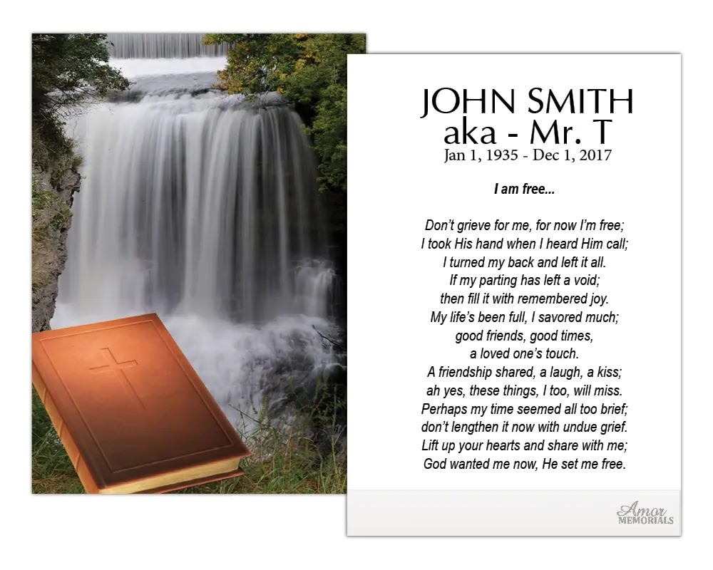 Personalized Memorial Prayer Cards FPC1021EN 2.5" x 4.25" High-Quality Satin Card Stock Optional Lamination for Wake Services Customizable with Name and Optional Lamination for Durability