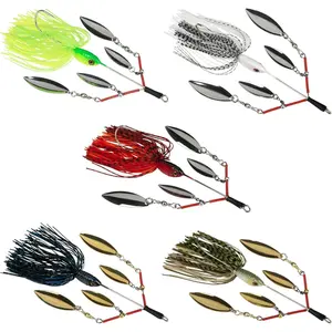 5 Pcs Bass Spinner Baits, Fishing Lures with Skirt, Metal Blade Spinnerbait for Trout, Salmon, Pike, and Predatory Fish