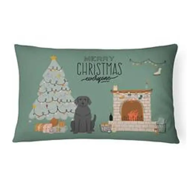 12 x 3 x 16 in. Black Labrador Christmas Everyone Canvas Fabric Decorative Pillow