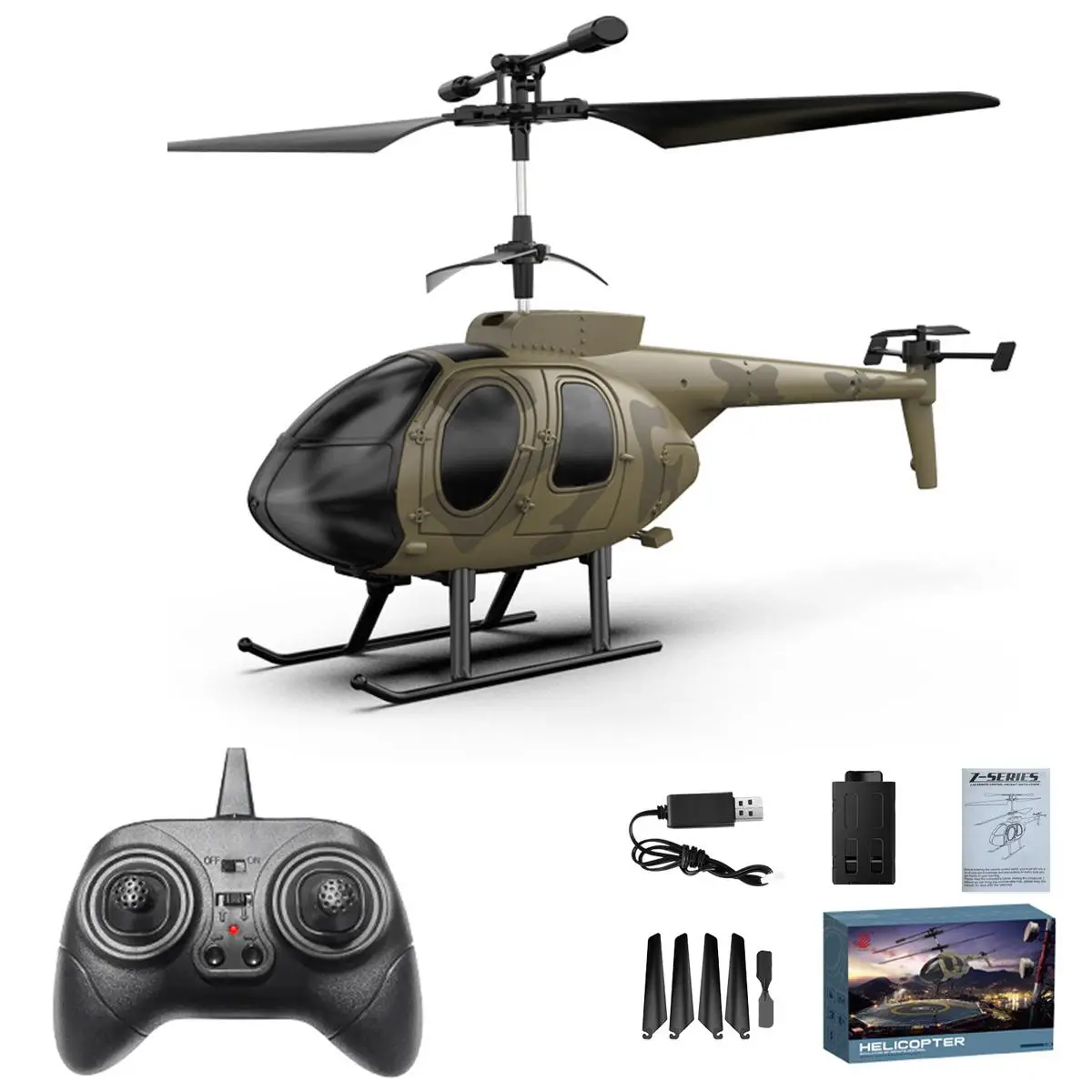 Remote Control Helicopter Toys for Kids, Durable Camo Plastic 3.5 Channel Military Fan Combat Aircraft Air Pressure Fixed Height Electric Remote Contr