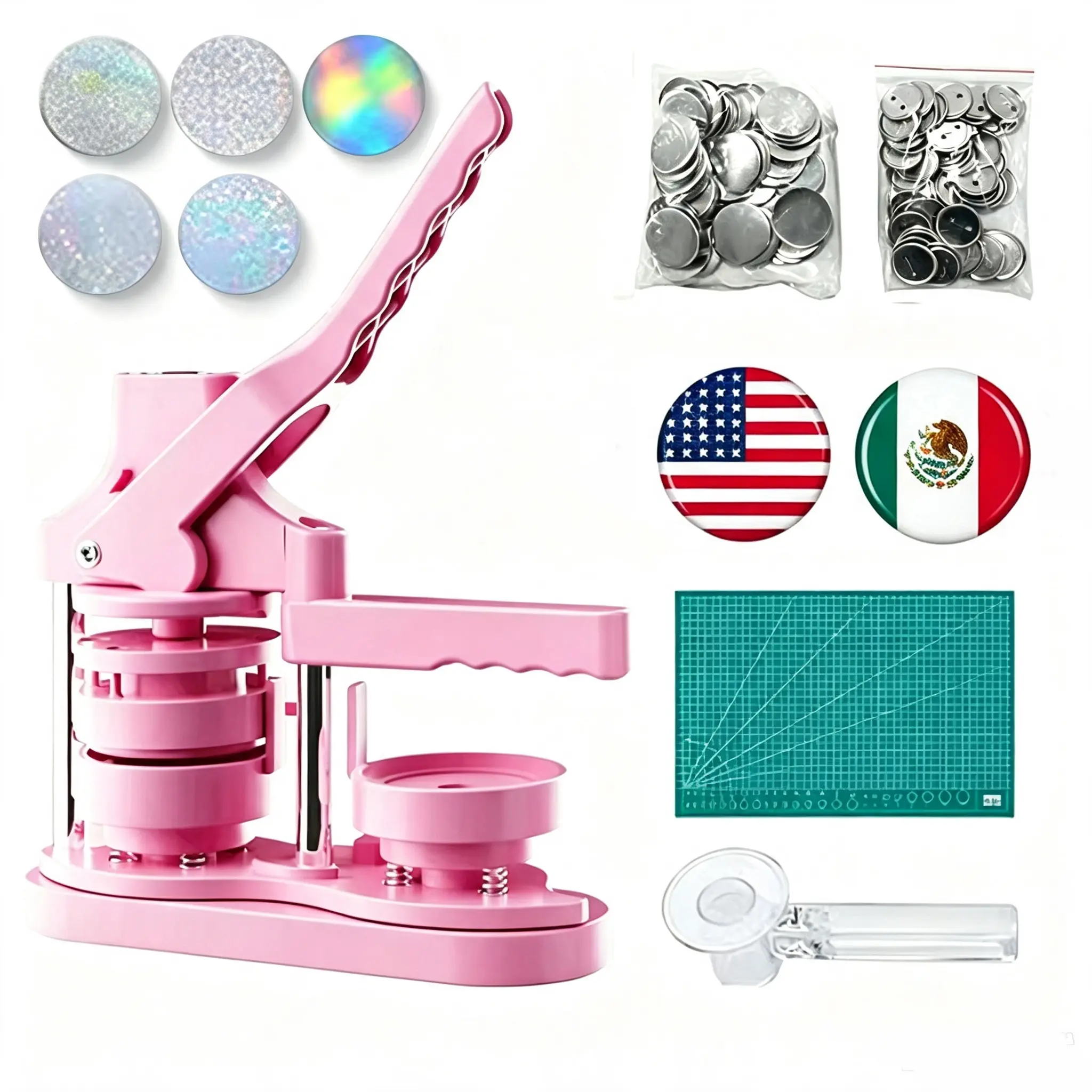 Button Maker Machine 58mm (2.25 in) Installation-Free, DIY Button Pin Maker Machine, Badge Punch Press with Free 100pcs Badge Supplies & Pictures & Circle Cutter