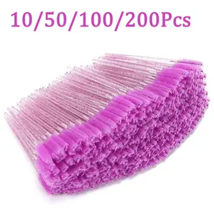200/100/50/10pcs Eyelash Brushes with Container, Bendable Disposable Brow Wands, Crystal Castor Oil Brush for False Lashes, Cosmetic Brush