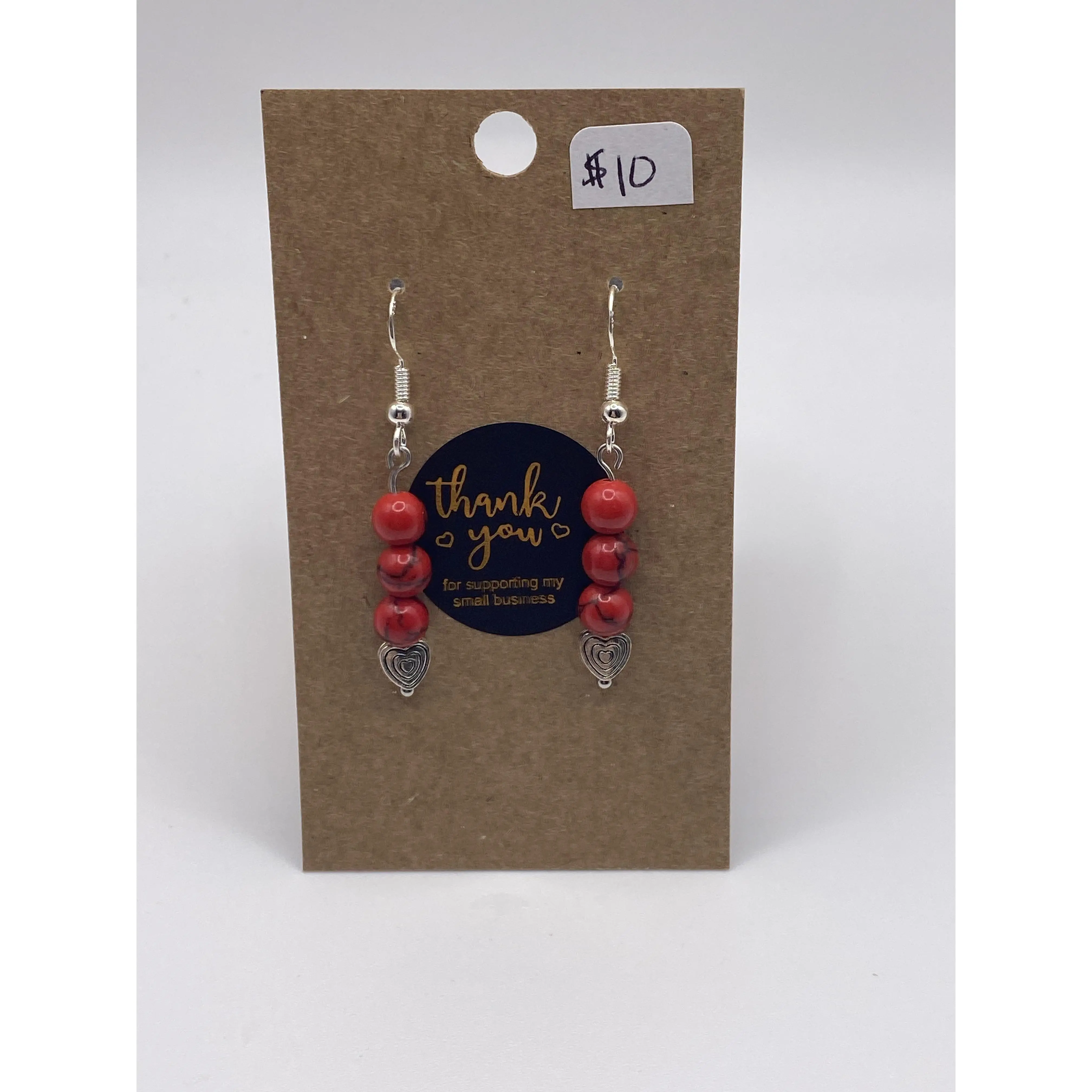 Dangle Earrings with Red Jasper Beads